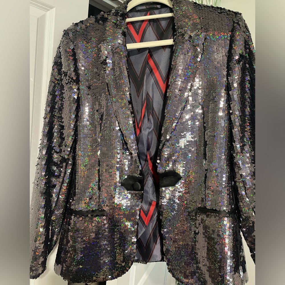 ASOS Black Iridescent Sequin Blazer Med/large